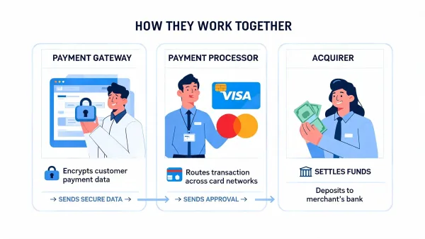 Payment Gateway vs Payment Processor vs Acquirer